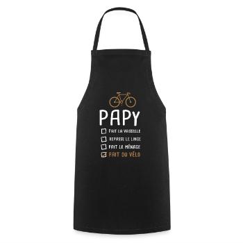 Papy cycliste fête des pères cadeau drôle vélo - Tablier de cuisine - noir - Devant - AI Model Male 185 dark (185cm)