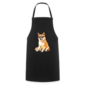 Akita, dog, sunglasses, summer, gift - Cooking Apron - black - Front - AI Model Male 185 dark (185cm)