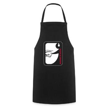 Logo weiß rot - Kochschürze - Schwarz - Vorne - AI Model Male 185 dark (185cm)