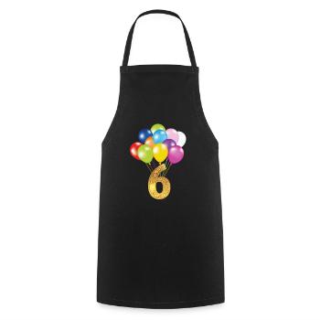 6 children birthday happy birthday - Cooking Apron - black - Front - AI Model Male 185 dark (185cm)
