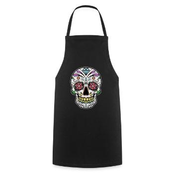 Mexicaines crâne Dia de los Muertos jour - Tablier de cuisine - noir - Devant - AI Model Male 185 dark (185cm)