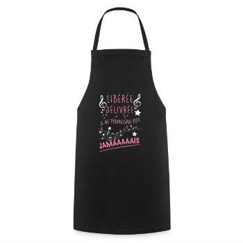 idée cadeau retraite femme libérée, délivrée - Tablier de cuisine - noir - Devant - AI Model Male 185 dark (185cm)