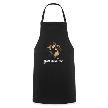 you and me in LOVE - Kochschürze - Schwarz - Vorne - AI Model Male 185 dark (185cm)