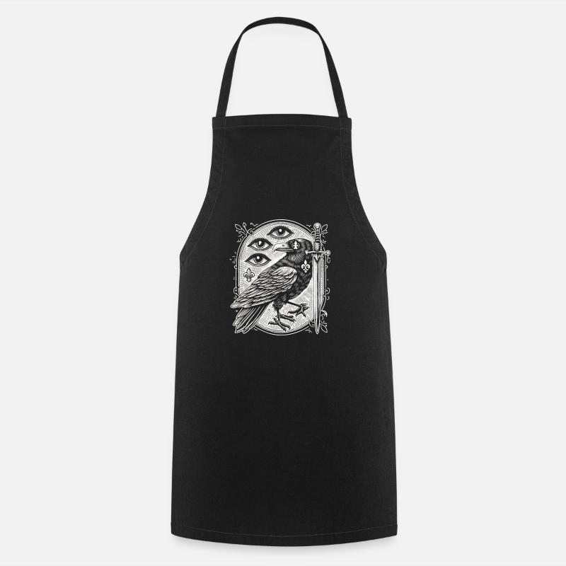 Raven Three - Cooking Apron - black