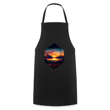 Sunset Geometric Landscape Design - Cooking Apron - black - Front - AI Model Male 185 dark (185cm)