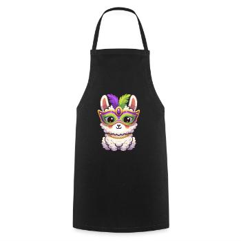 Mardi Gras Llama Party Design - Cooking Apron - black - Front - AI Model Male 185 dark (185cm)