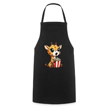 Eine Süße Giraffe isst Popcorn - Kochschürze - Schwarz - Vorne - AI Model Male 185 dark (185cm)