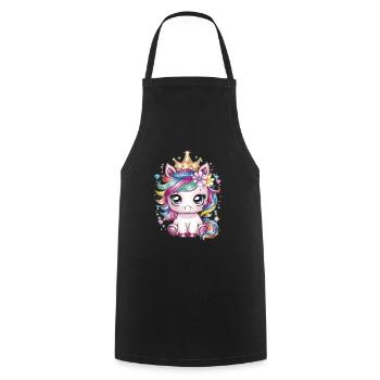 Licorne avec des fleurs et une couronne au look kawaii - Tablier de cuisine - noir - Devant - AI Model Male 185 dark (185cm)