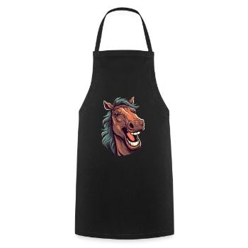 Idée passion chevaux cavalière aquarelle splash - Tablier de cuisine - noir - Devant - AI Model Male 185 dark (185cm)
