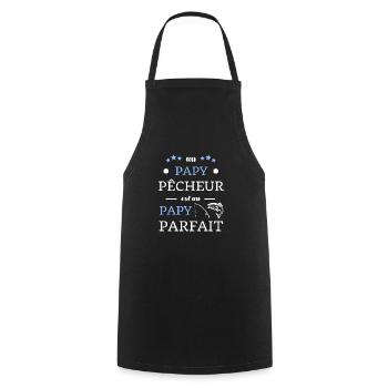 t shirt papy pecheur parfait cadeau humour peche - Tablier de cuisine - noir - Devant - AI Model Male 185 dark (185cm)