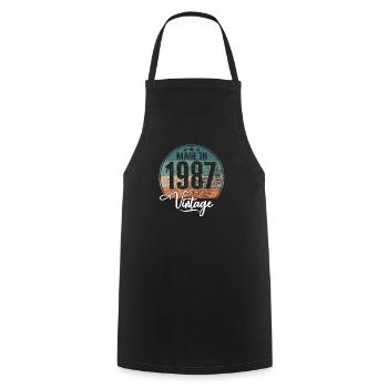Vintage Made in 1987 Year of birth 1987 Birthday - Cooking Apron - black - Front - AI Model Male 185 dark (185cm)