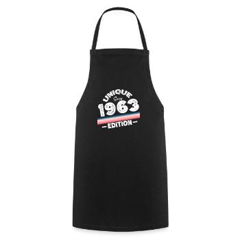 Unique depuis 1963 Edition Anniversaire Millésime 1963 - Tablier de cuisine - noir - Devant - AI Model Male 185 dark (185cm)