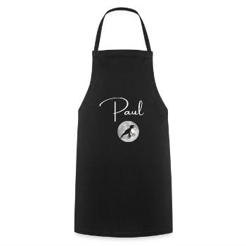 PAUL - Beautiful boy name with dinosaur - Cooking Apron - black - Front - AI Model Male 185 dark (185cm)