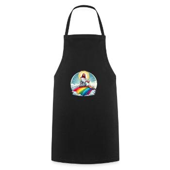 Jesus auf Regenbogen - Kochschürze - Schwarz - Vorne - AI Model Male 185 dark (185cm)