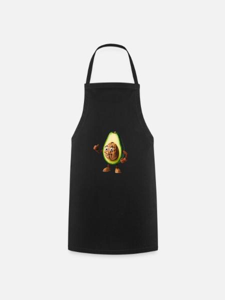 Niedliche Avocado mit Walnusskern! - Kochschürze - Schwarz