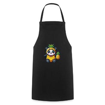 Panda en costume d’ananas - Tablier de cuisine - noir - Devant - AI Model Male 185 dark (185cm)