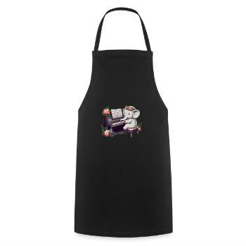 Éléphant au piano - Tablier de cuisine - noir - Devant - AI Model Male 185 dark (185cm)