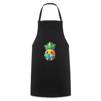 Reading pineapple - Cooking Apron - black - Front - AI Model Male 185 dark (185cm)