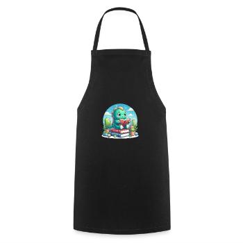 Reading dinosaur - Cooking Apron - black - Front - AI Model Male 185 dark (185cm)