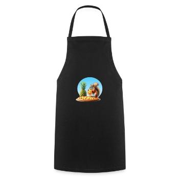 Squirrel enjoying pizza - Cooking Apron - black - Front - AI Model Male 185 dark (185cm)