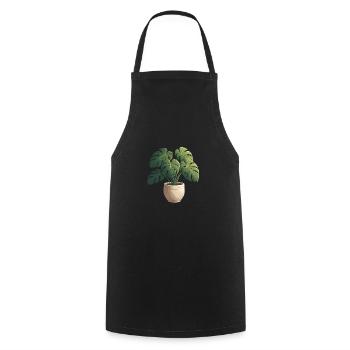 Beautiful Monstera Plant - Cooking Apron - black - Front - AI Model Male 185 dark (185cm)