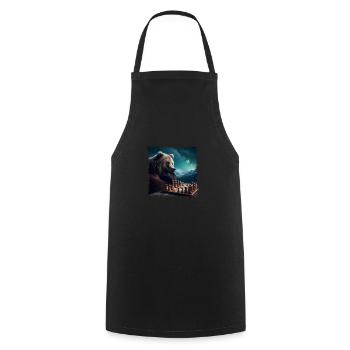 Chess Playing Bear - Cooking Apron - black - Front - AI Model Male 185 dark (185cm)