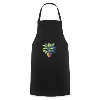 Dieffenbachia plant in pot - Cooking Apron - black - Front - AI Model Male 185 dark (185cm)