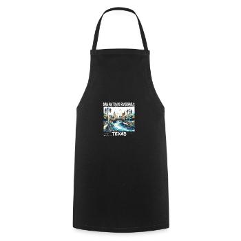 Promenade de San Antonio, Texas - Tablier de cuisine - noir - Devant - AI Model Male 185 dark (185cm)