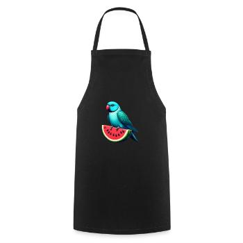 Indischer Ringhals Papagei Wassermelone - Kochschürze - Schwarz - Vorne - AI Model Male 185 dark (185cm)