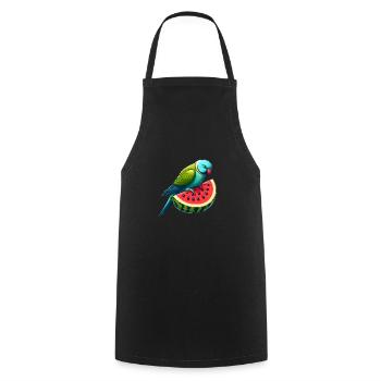 Indischer Ringhals Papagei Wassermelone - Kochschürze - Schwarz - Vorne - AI Model Male 185 dark (185cm)