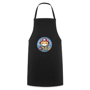 Firefighter Cat - Cooking Apron - black - Front - AI Model Male 185 dark (185cm)