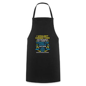 Down syndrome - Cooking Apron - black - Front - AI Model Male 185 dark (185cm)
