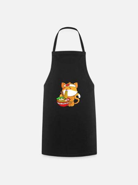 Maneki Neko Japan Glücksbringer - Kochschürze - Schwarz