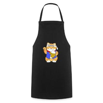 Maneki Neko Japan Glücksbringer - Kochschürze - Schwarz - Vorne - AI Model Male 185 dark (185cm)