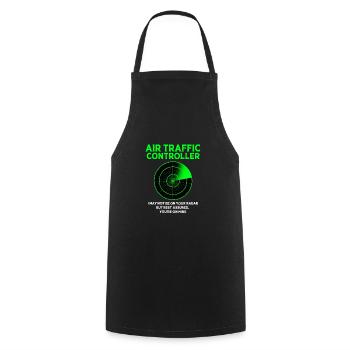 Air traffic controller - Cooking Apron - black - Front - AI Model Male 185 dark (185cm)