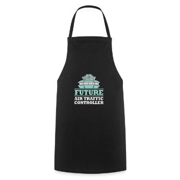 Air traffic controller - Cooking Apron - black - Front - AI Model Male 185 dark (185cm)