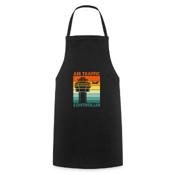 Air traffic controller - Cooking Apron - black - Front - AI Model Male 185 dark (185cm)