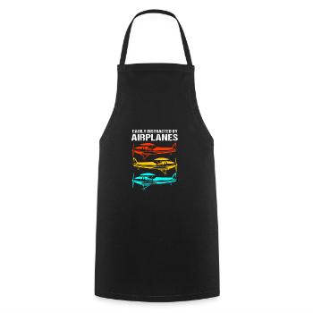 Pilot Airplane - Cooking Apron - black - Front - AI Model Male 185 dark (185cm)