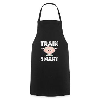 Trainiere Smart | Fitness, Gehirn, lustige Sprüche - Kochschürze - Schwarz - Vorne - AI Model Male 185 dark (185cm)