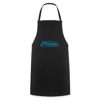 Ici c'est Marseille étoile vintage - Tablier de cuisine - noir - Devant - AI Model Male 185 dark (185cm)