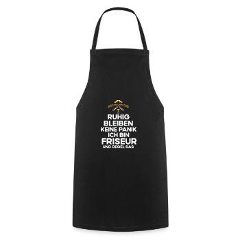 Friseur keep calm Ruhig bleiben - Kochschürze - Schwarz - Vorne - AI Model Male 185 dark (185cm)