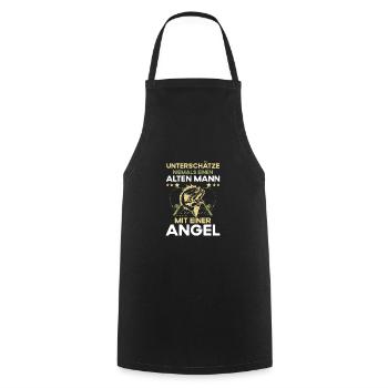 Unterschätze niemals einen alten Mann mit Angel - Kochschürze - Schwarz - Vorne - AI Model Male 185 dark (185cm)