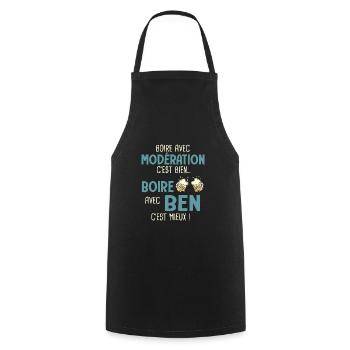 benjamin modération boire avec ben c'est mieux - Tablier de cuisine - noir - Devant - AI Model Male 185 dark (185cm)