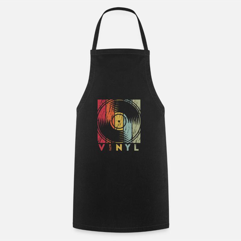 Vinyl retro old school used look vinyl record - Cooking Apron - black