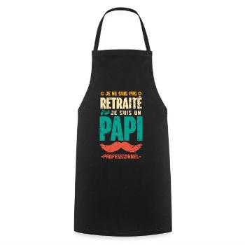 Retraité humour cadeau retraite papi professionnel - Tablier de cuisine - noir - Devant - AI Model Male 185 dark (185cm)