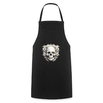 Dunkle Gothic Totenkopf Rosen Kunst Grafik Mode - Kochschürze - Schwarz - Vorne - AI Model Male 185 dark (185cm)