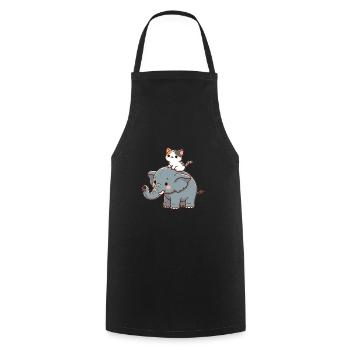 Cat rides elephant - Cooking Apron - black - Front - AI Model Male 185 dark (185cm)