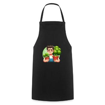Exhausted gardener with broccoli - Cooking Apron - black - Front - AI Model Male 185 dark (185cm)