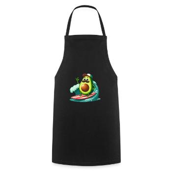 Surfing avocado with mustache - Cooking Apron - black - Front - AI Model Male 185 dark (185cm)