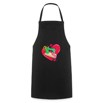Sewing Machine Seamstress - Cooking Apron - black - Front - AI Model Male 185 dark (185cm)